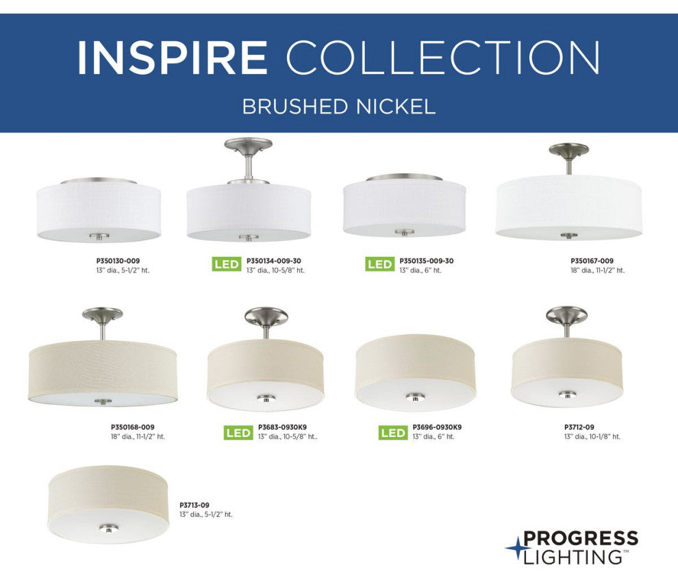 Inspire LED Collection 1-Light LED Flush Mount, Brushed Nickel