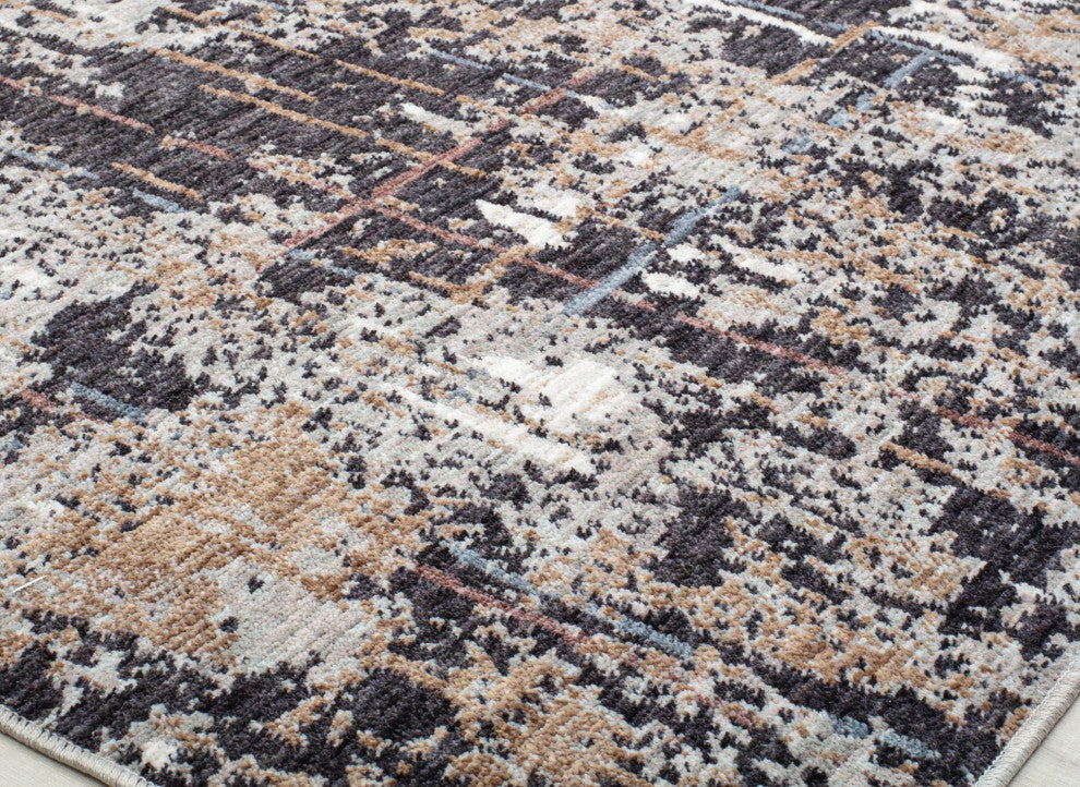 Jade Stormy Sky Abstract Contemporary Brown Recycled Area Rug, 5'3" X 7'0"