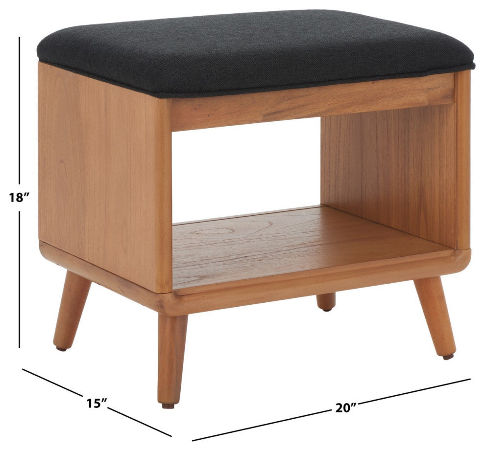 Safavieh Solo Open Shelf Bench, Black/Natural