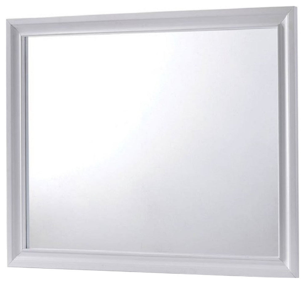 Wall Mirror with Molded Wooden Frame, White