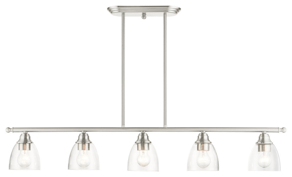 Brushed Nickel Transitional, Colonial, Linear Chandelier