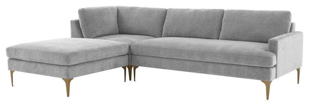 Serena Gray Velvet Left Arm Facing Chaise Sectional