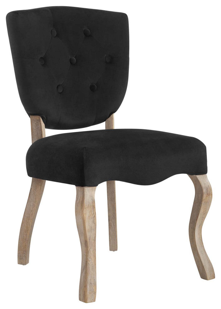 Array Vintage French Velvet Dining Side Chair, Black