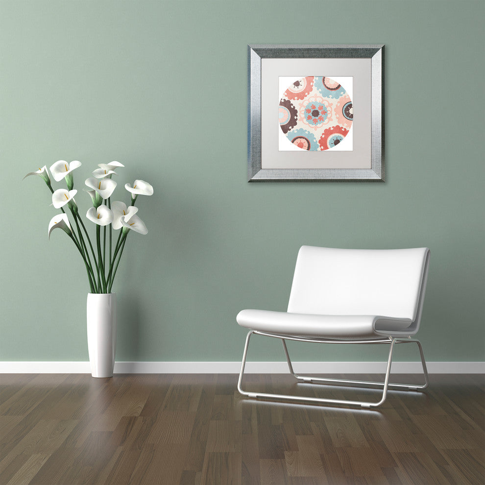 Color Bakery 'Umbrella Skies I', Silver Frame, White Mat, 16x16
