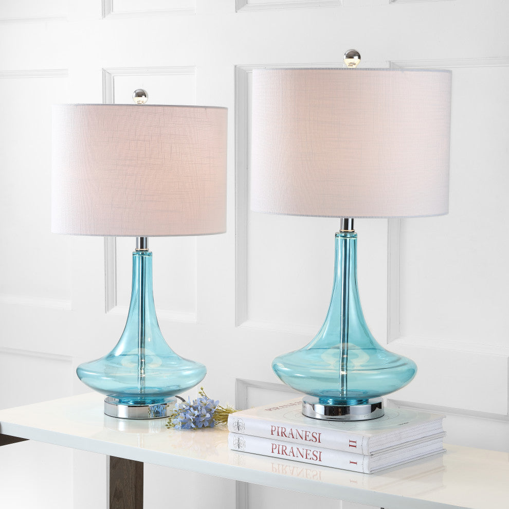 Cecile 25.5" Glass Teardrop Table Lamp, Set of 2