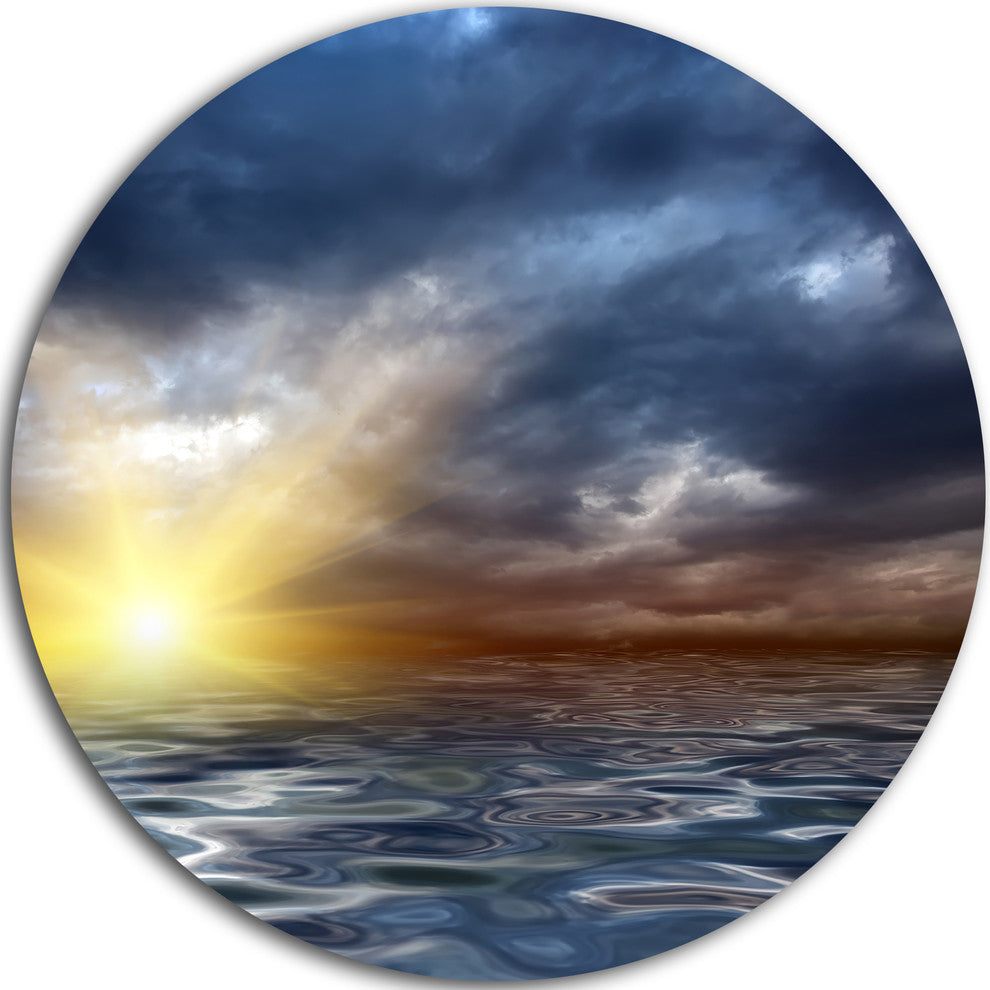 Incredible View Of Typical Sunrise, Seashore Round Wall Art, 11"