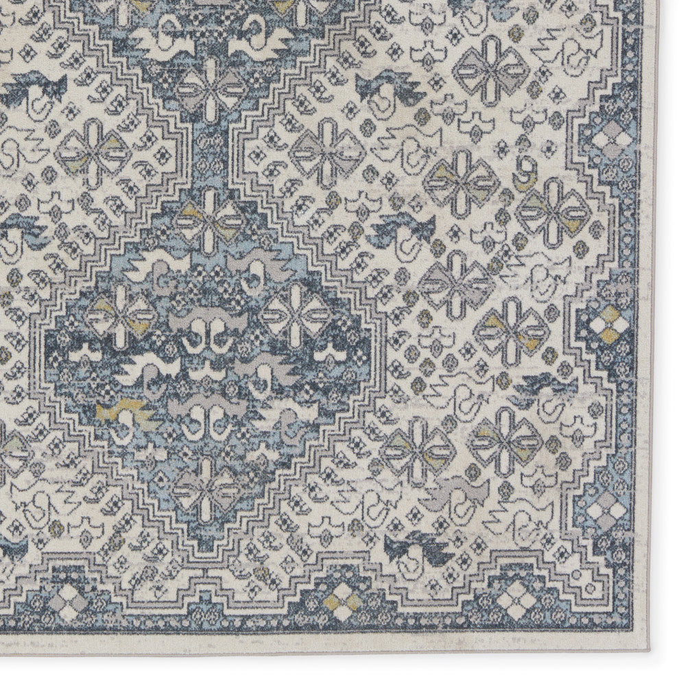Machine Washable Vibe by Jaipur Living Yucca Medallion Cream/ Blue Area Rug, 4'x