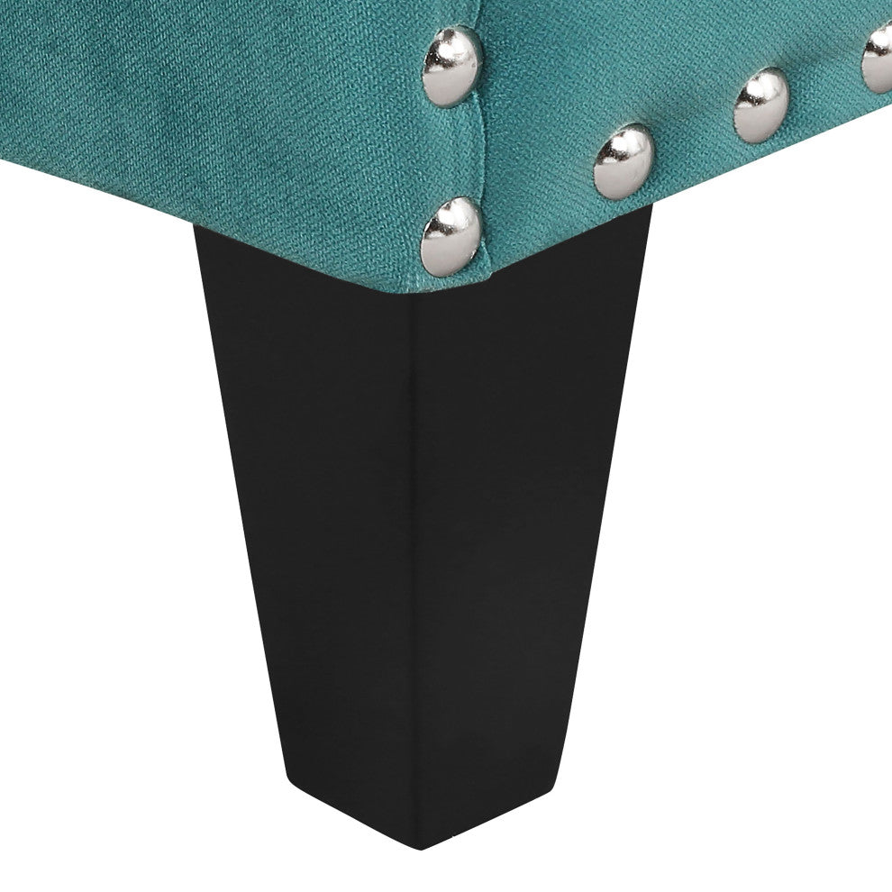 Norway Tufted Accent Chair with Nailhead Trim, Teal