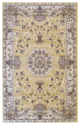 Gold Traditional Oriental Tabriz Area Rug