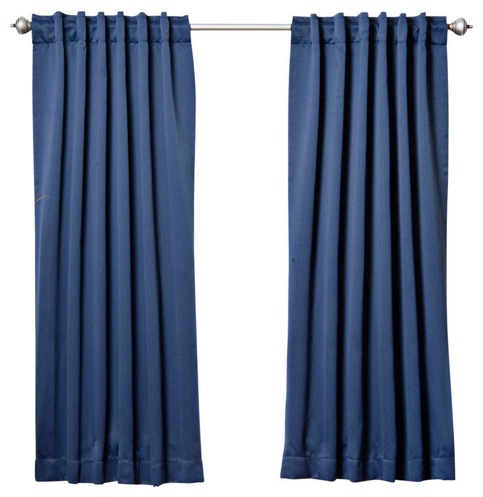 Solid Thermal Blackout Curtain Panels, Navy, 63", Set of 2