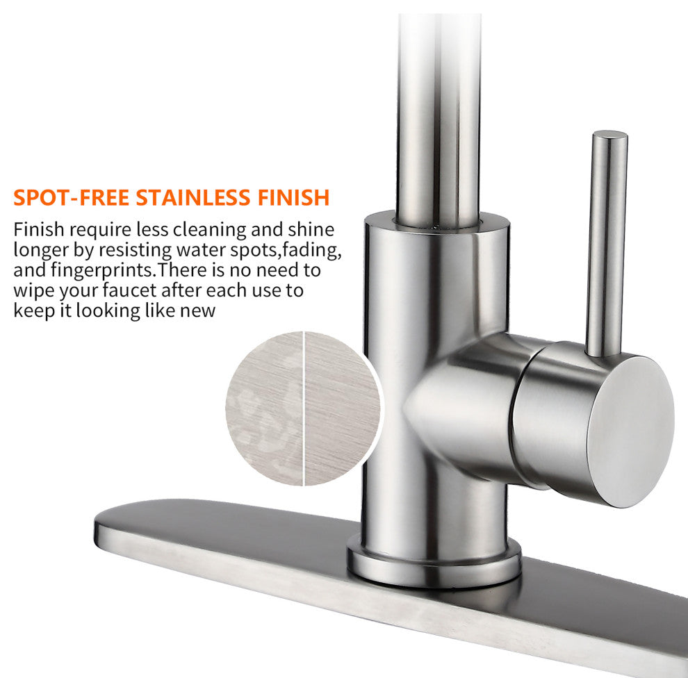 Single Handle Deck Mounted High Arc Kitchen Faucet with Soap Dispenser