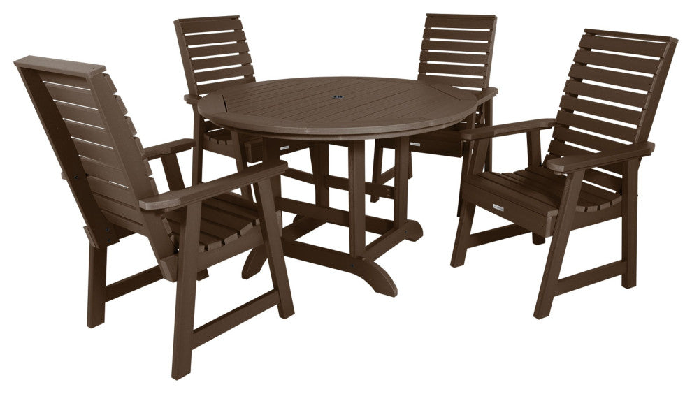 Weatherly 5-Piece Round Dining Set, Weathered Acorn