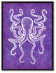 Octopus Animal Purple Print on Canvas with Picture Frame, 13"x17"