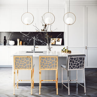 Brook Counter Stool, White/Polished Stainless Steel, White/Polished Stainless St