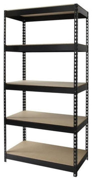 Iron Horse 3800 Riveted Metal Shelving 5-Shelf Unit 18D x 36W x 72H Black