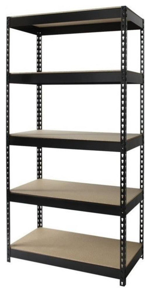 Iron Horse 3800 Riveted Metal Shelving 5-Shelf Unit 18D x 36W x 72H Black