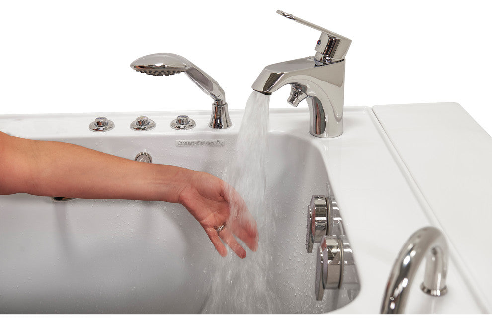 Ella Capri 30"x52" Air+Hydro Massage Walk-In Bathtub, Outward Swing Door, Faucet