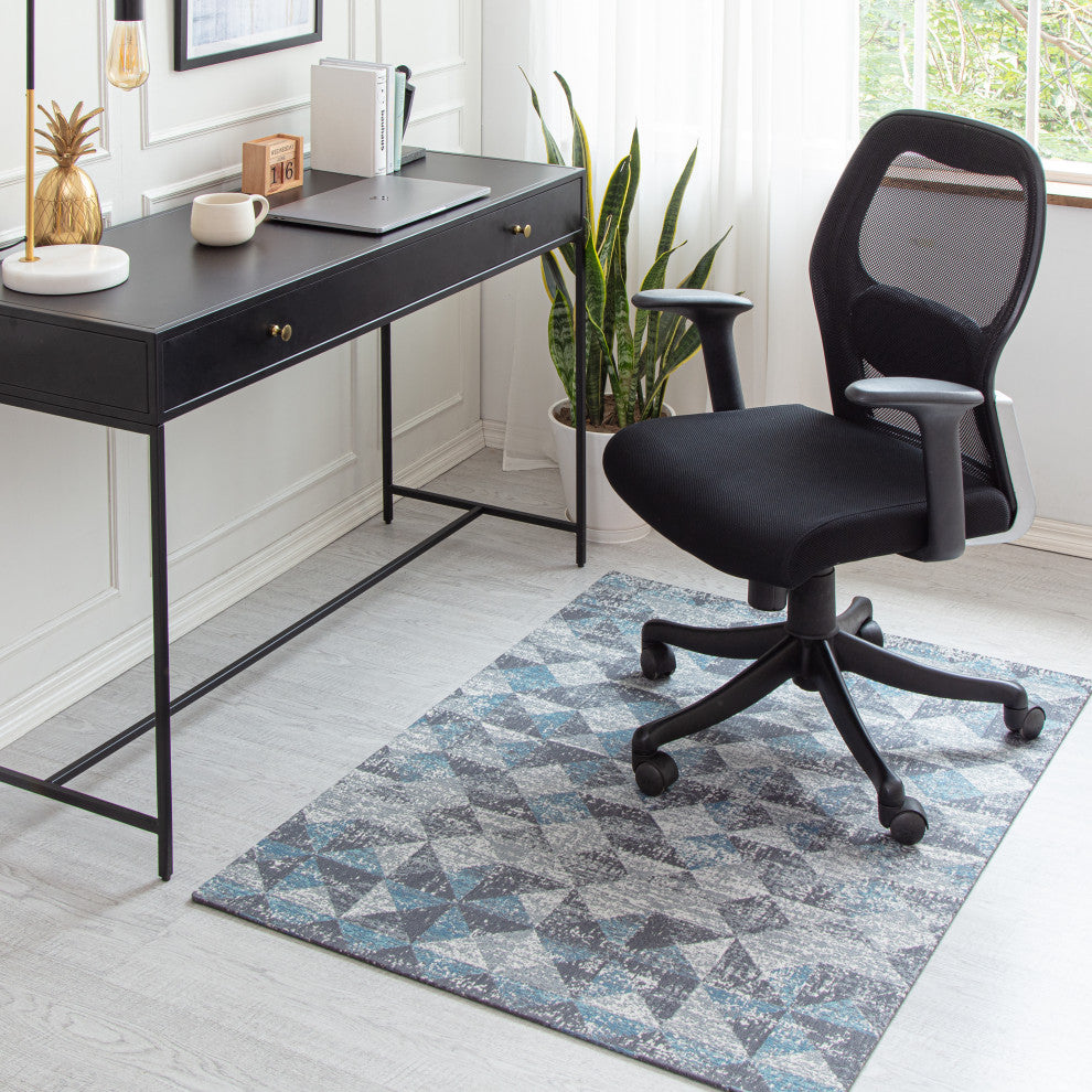 40" x 54" Tromso Blue and Gray 1/2" Rug'd Chair Mat