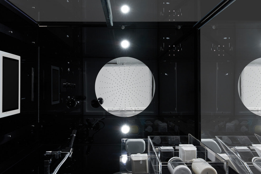 Platinum Lucca Walk-in Steam Shower Sauna Spa w/ jets Smart TV Bluet, Black, Left Position