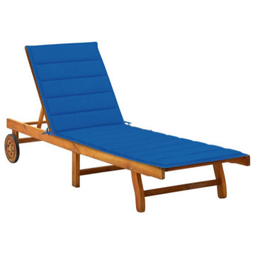 vidaXL Sun Lounger Outdoor Chaise Lounge Chair with Cushion Solid Wood Acacia