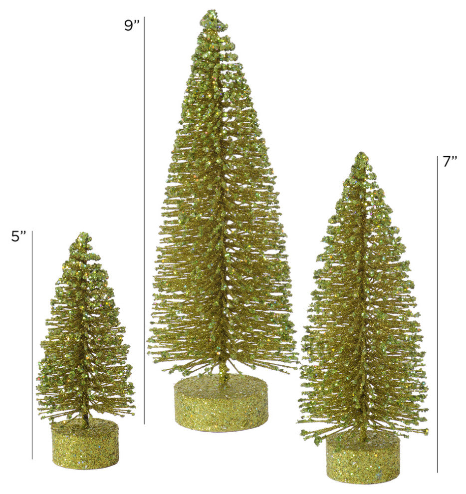 Vickerman L137414 5"/7"/9" Olive Glitter Oval Artificial Christmas Tree, Unlit