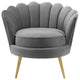 Lounge Accent Side Chair Armchair, Velvet Fabric Metal Steel, Grey Gray