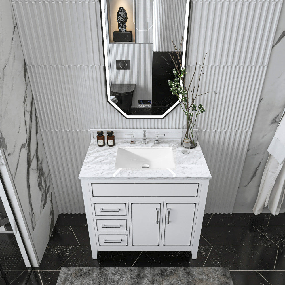 Aspen Bathroom Vanity Set, White, 36"