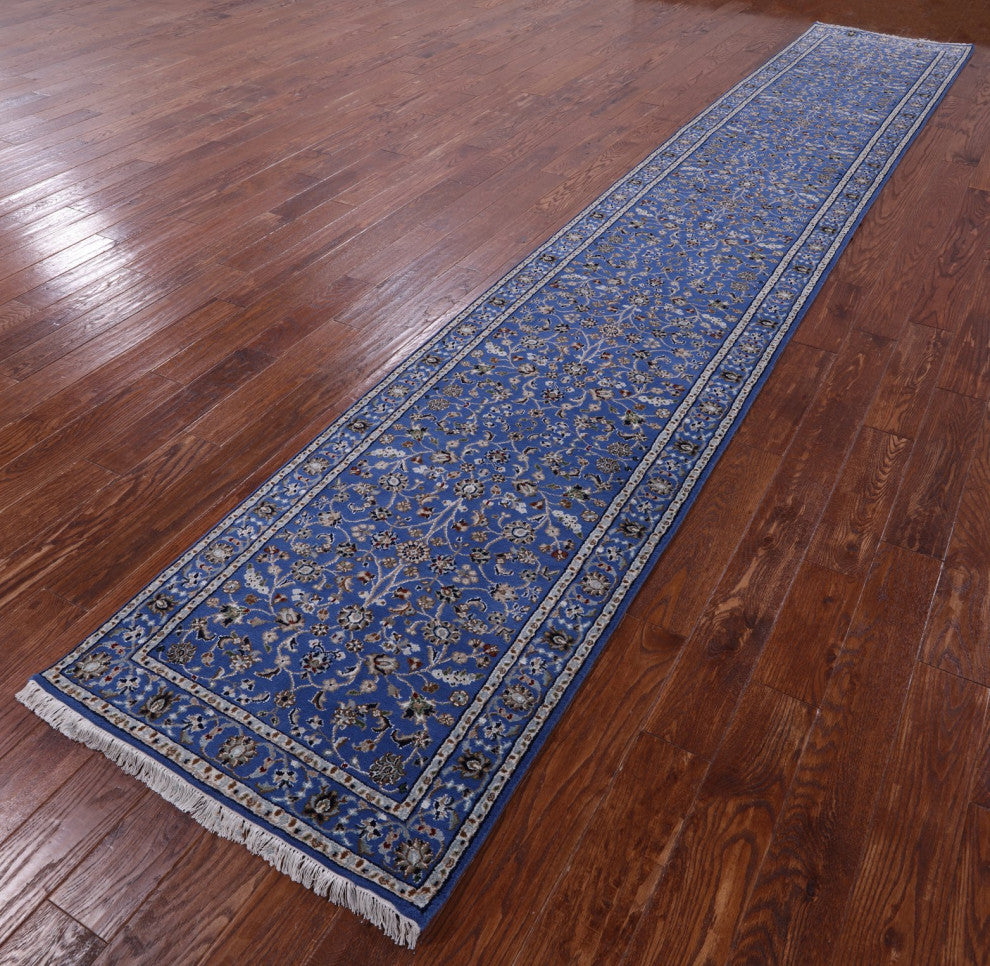 2' 9" X 15' 8" Runner Persian Nain Handmade Wool and Silk Rug Q11635