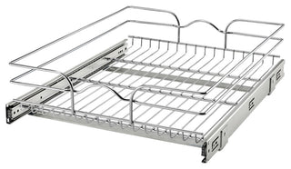 Single Tier Bottom Mount Pull Out Steel Wire Organizer, 17.75"