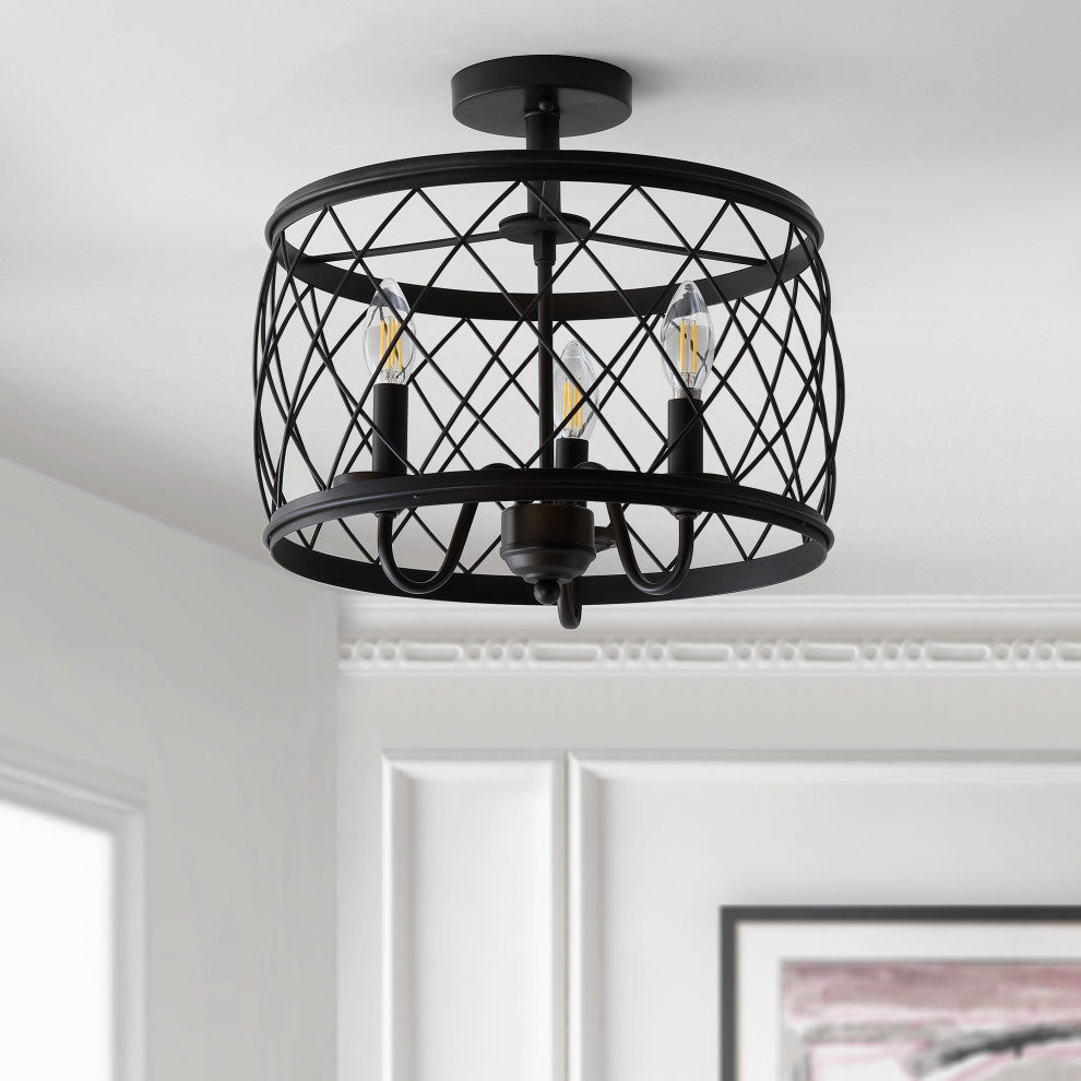 Eleanor 15" Metal LED Flush Mount Ceiling Light, Oil Rubbed Bronze