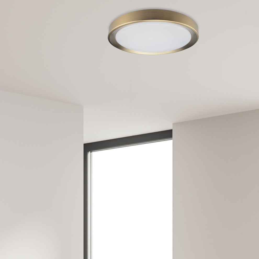 Flynn Modern 1 Light Aged Brass White Metal Flush Mount