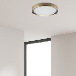 Flynn Modern 1 Light Aged Brass White Metal Flush Mount