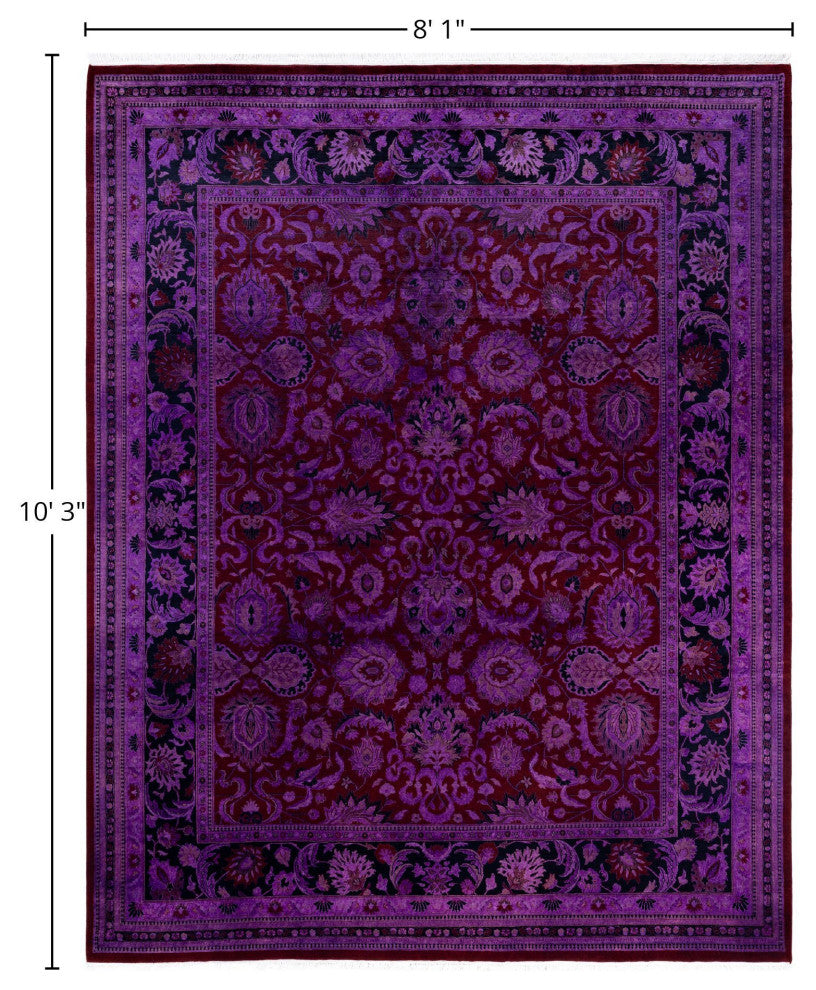 Overdyed One-of-a-Kind Hand-Knotted Area Rug Purple, 8' 1" x 10' 3"