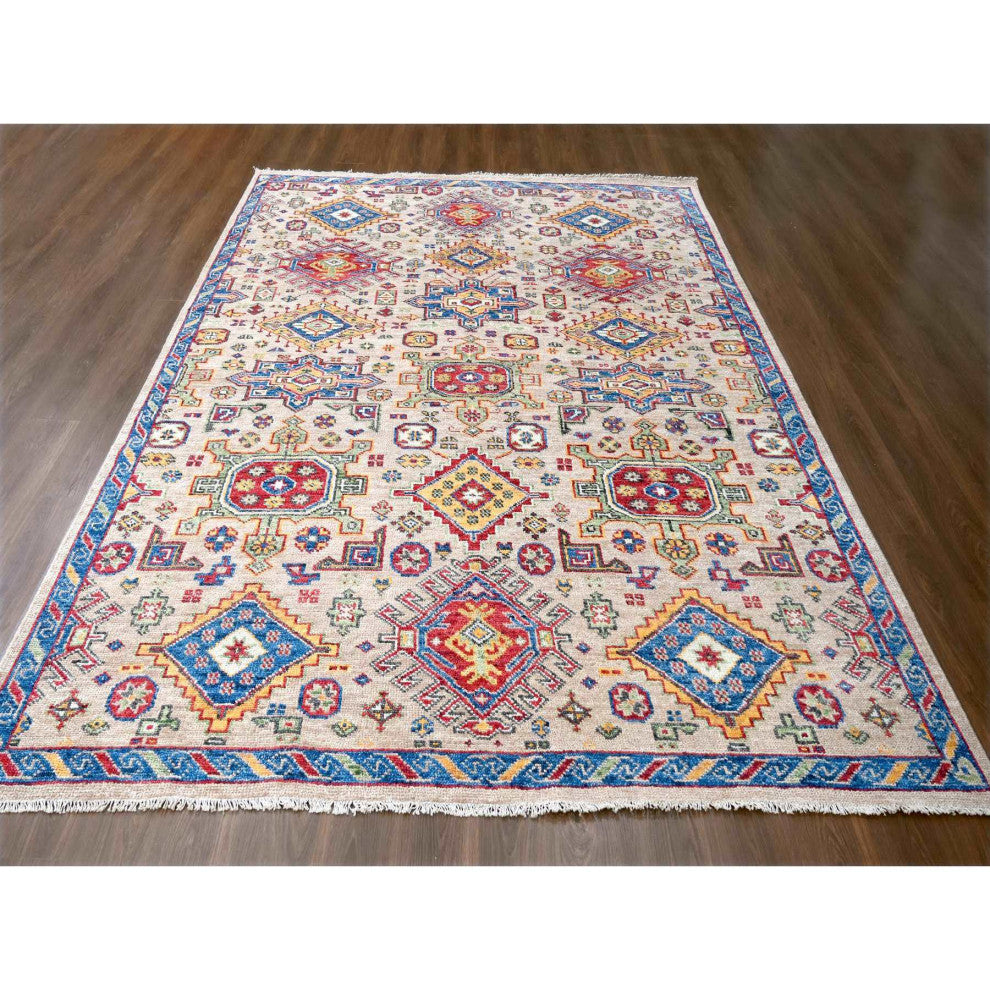 Buttery Brown Geometric Design Wool Hand Knotted Oriental Rug, 9'x11'10"