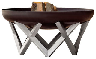 Modern Vingis Fire Combination Rusting and Stainless Steel, 24.8"