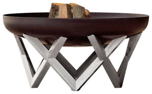 Modern Vingis Fire Combination Rusting and Stainless Steel, 24.8"