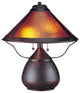 17" Rust Metal Two Light Table Lamp With Amber Empire Shade