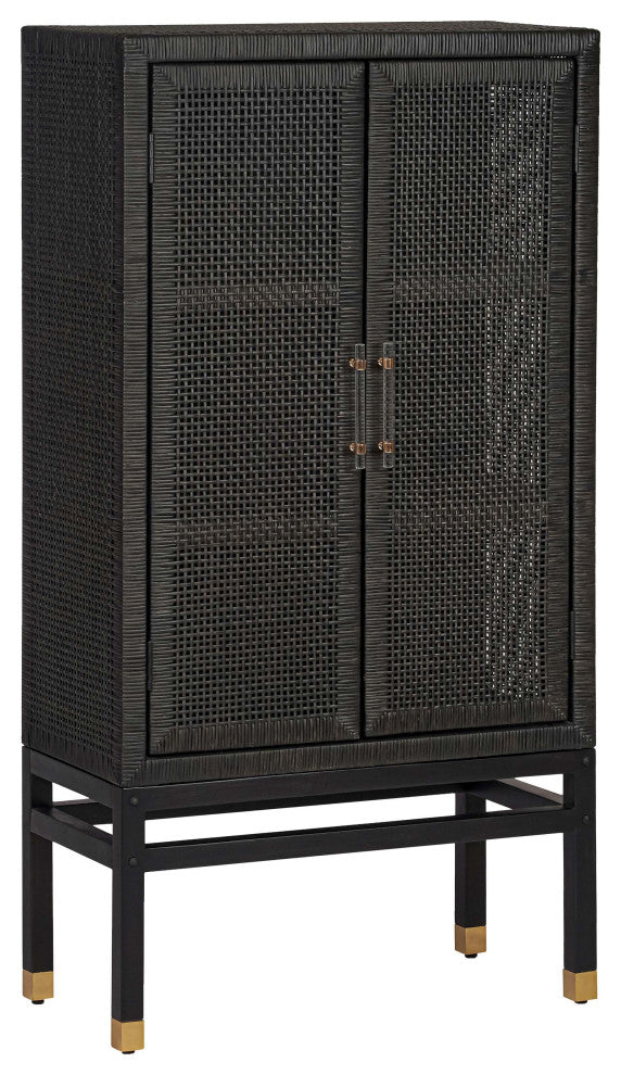 Amara Woven Rattan Wall Cabinet, Charcoal