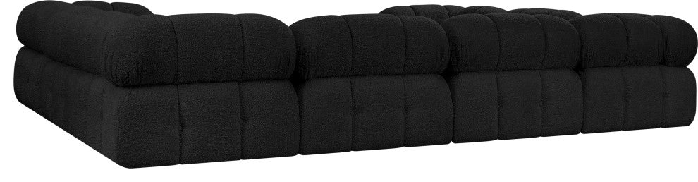 Ames Boucle Fabric U-Shaped Modular Sectional, Black, 8-Piece: 4 Armless Chair, 4 Corner Chair