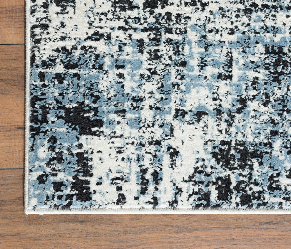 Abani Aspen Collection ASP130A Black Blue Abstract Area Rug