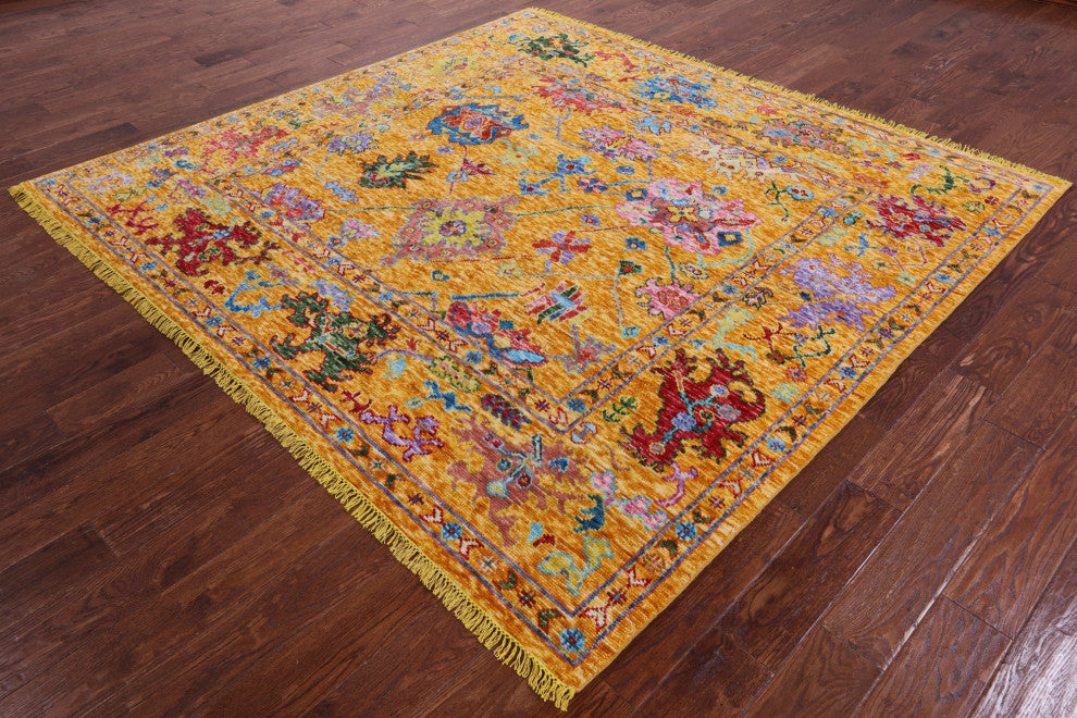 8' Square Turkish Oushak Handmade Wool Rug - Q16061