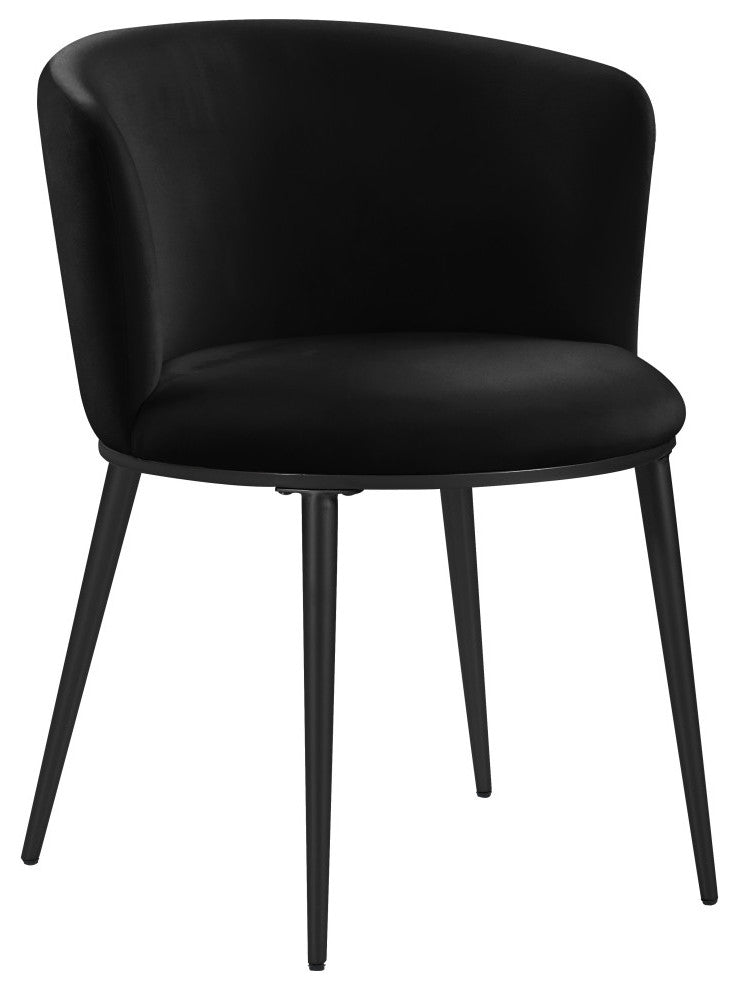 Skylar Dining Chair, Set of 2, Black Velvet, Matte Black Iron Legs
