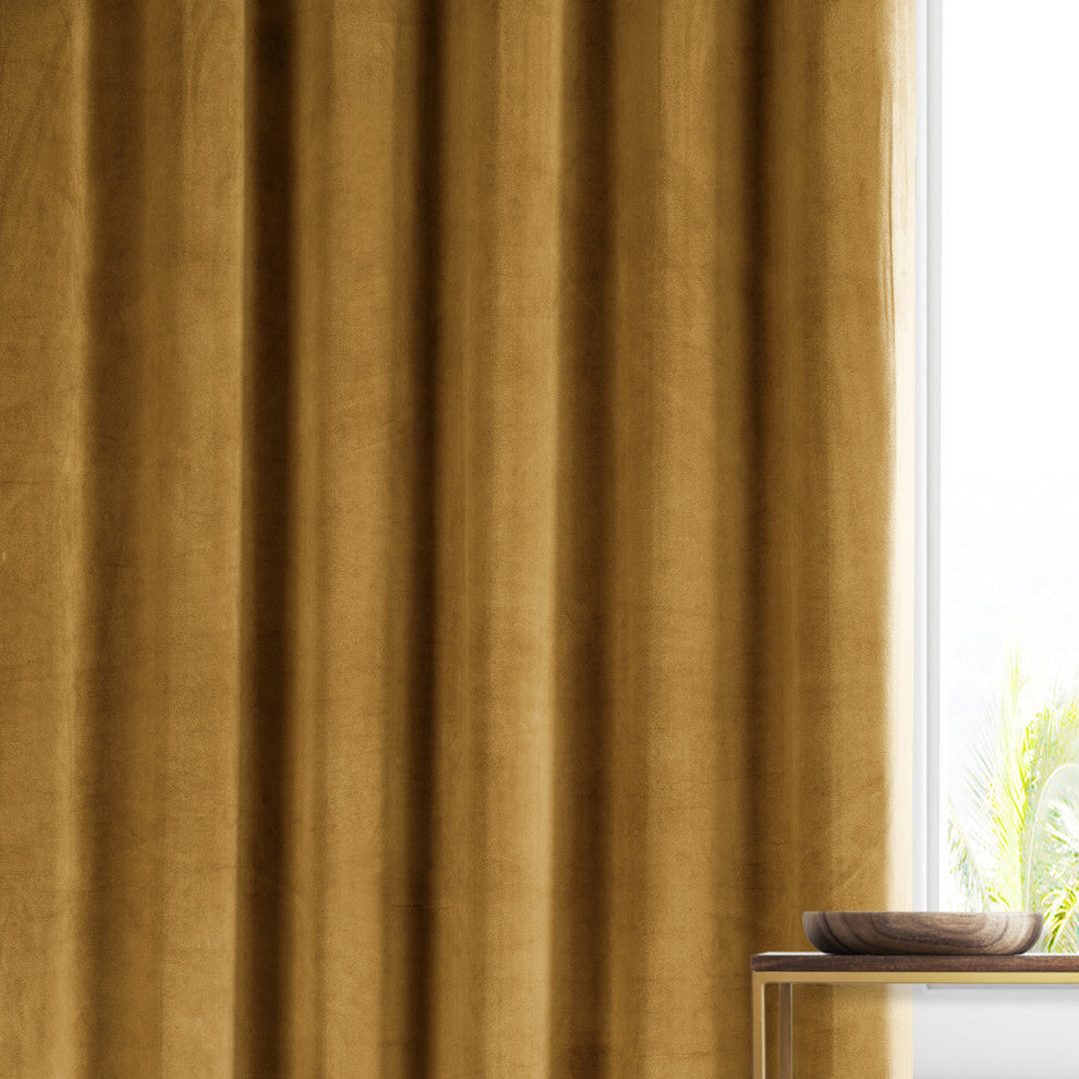 Signature Plush Velvet Blackout Curtain Single Panel, Apple Cider Gold, 50wx84l