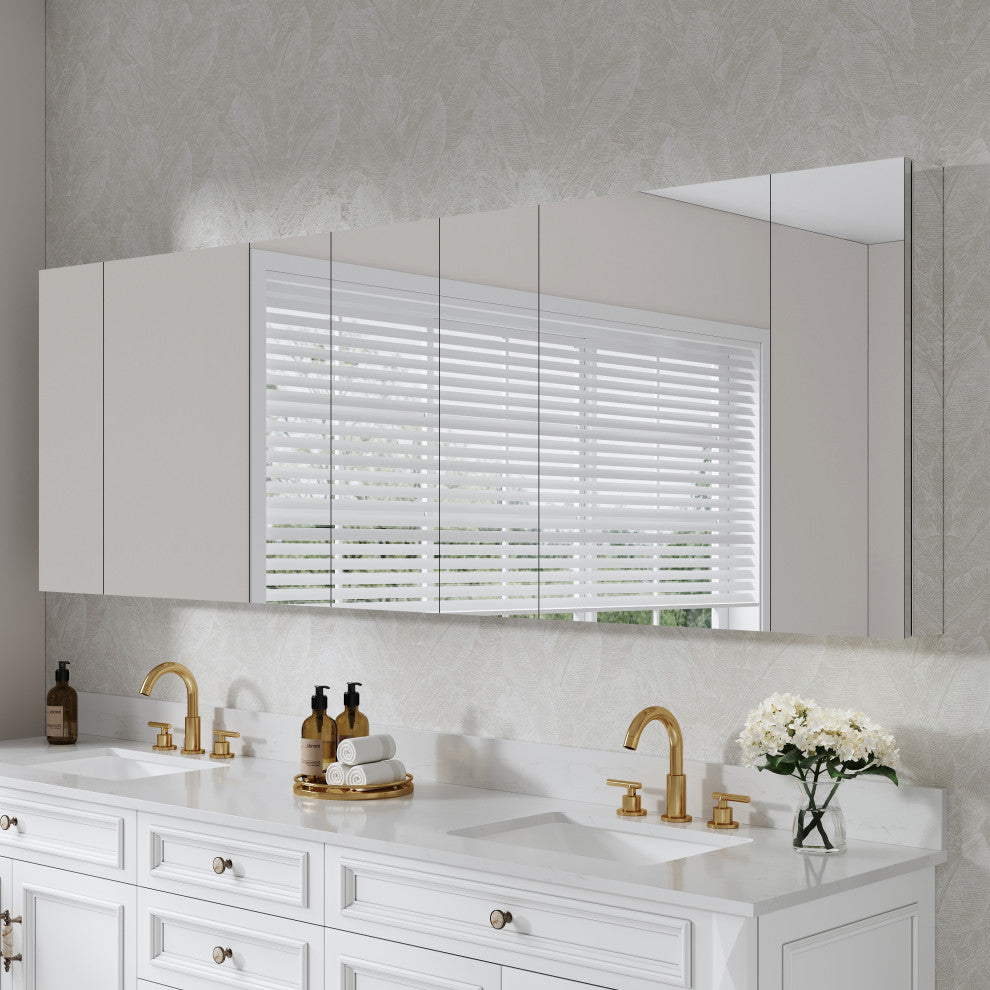 Recessed/Surface Mount Bathroom Medicine Cabinet, Reverse Installation, 92"x30"