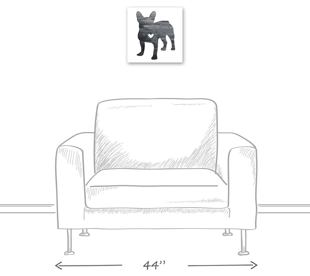 Designs Direct Creative Group Ink Silhouette Frenchie 12x12 Canvas Wall Art