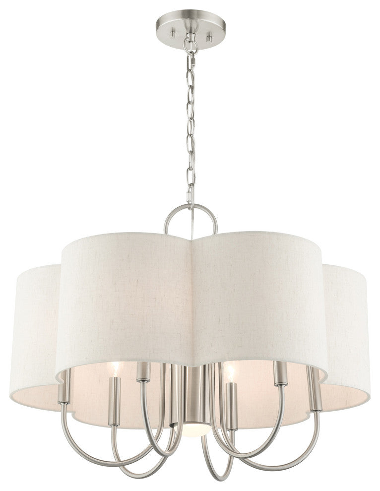 Brushed Nickel French Country, Floral, Transitional, Chandelier