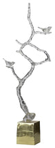 Metal Branch Sculpture On Stand, Silver and Gold
