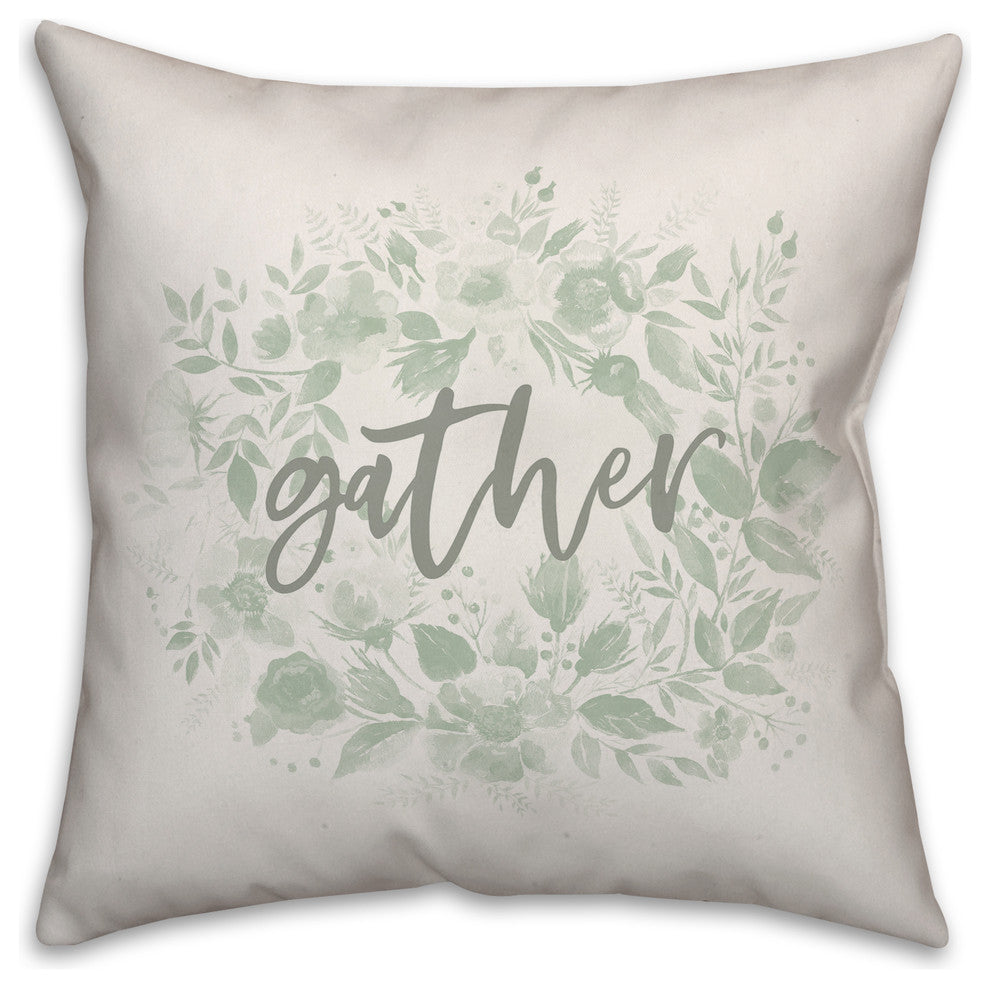 Gather Floral Wreath 18"x18" Throw Pillow