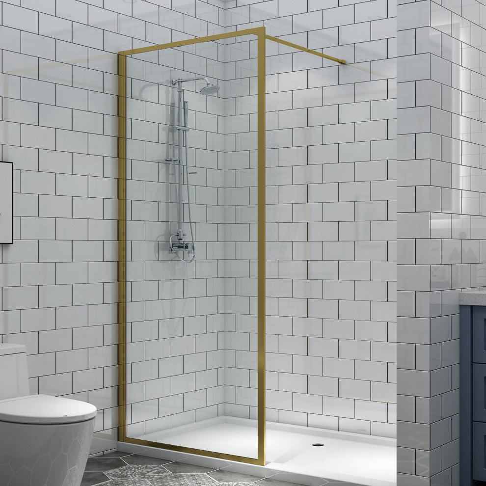 34 in. W x 74 in. H Framed Fixed Glass Panel Shower Door