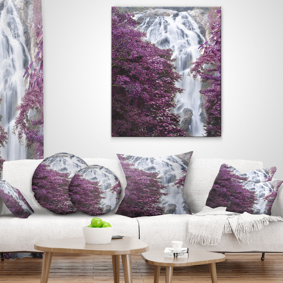 Klonglan Waterfall Floral Abstract Throw Pillow, 18"x18"